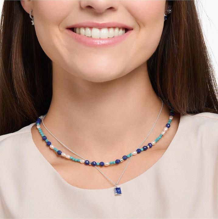 Actual product image Thomas Sabo Necklace with blue stones and pearls (925 silver, 45 cm)