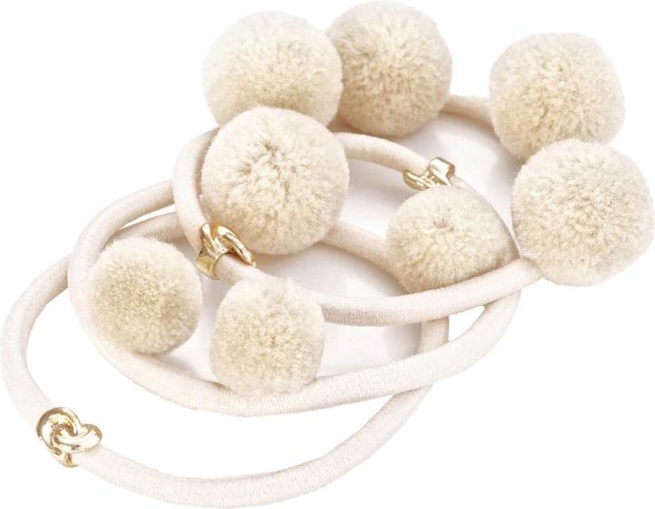 Corinne World - Hair Tie Pom Pom "Ibiza" Cream (Haargummi)