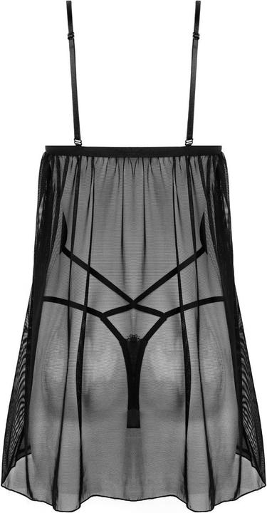 Produktbild Christine Le Duc Babydoll mit Tanga Fleur de Plaisir schwarz/rot (S/M)