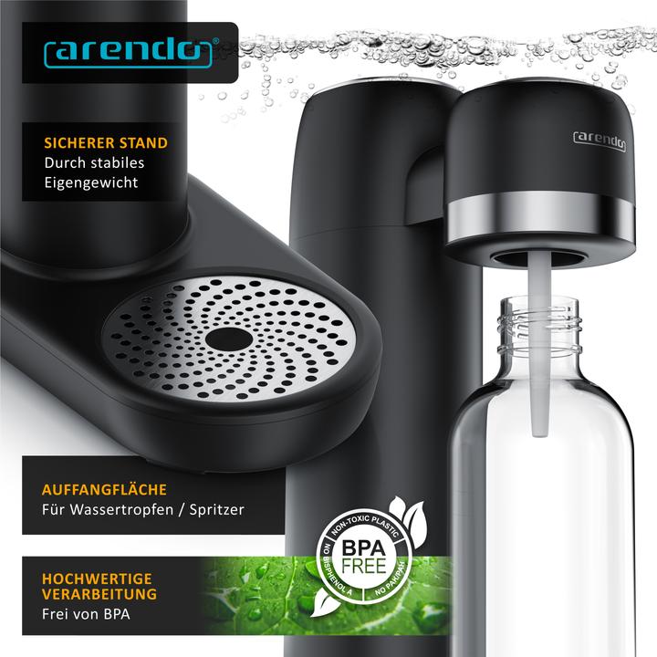 Produktbild Arendo Wassersprudler, Soda Maker + 1000 ml Flasche, Soda Streamer mit Wasserflasche, für 60l CO2 Zylinder