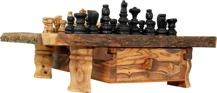 Immagine prodotto Natura Punto Scacchiera con pezzi, 100% legno d'ulivo con cassetto