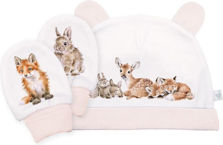 Wrendale Design „Little Forest“ Waldtier-Mütze und Fäustling-Set für Neugeborene