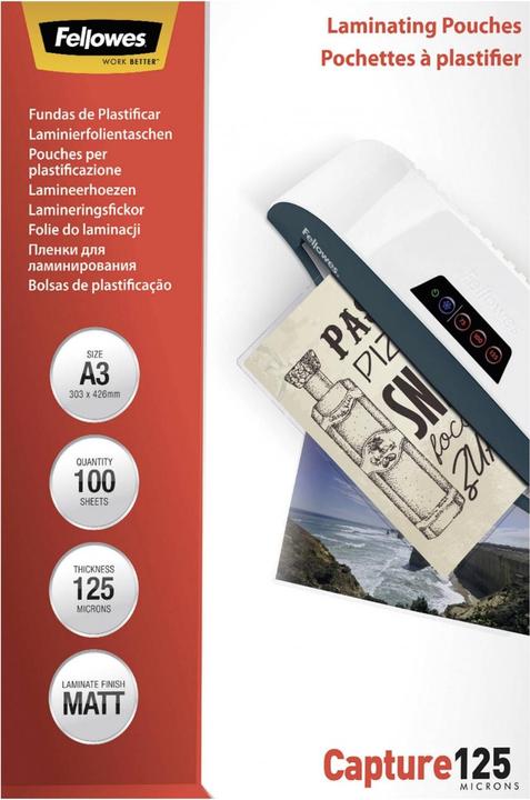 Actual product image Fellowes Laminating foils (A3, 100 Piece, 125 µm)