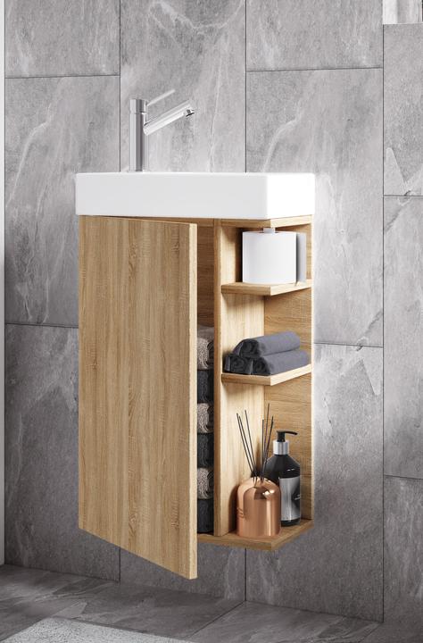 Produktbild VCM 2-tlg Badmöbel Set Gäste WC Gästebad Waschplatz Waschtisch klein schmal Lumia