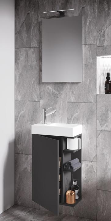 Actual product image VCM 3-piece Bathroom Furniture Set Guest WC Guest Bathroom Washbasin Small Narrow Lumia Mirror