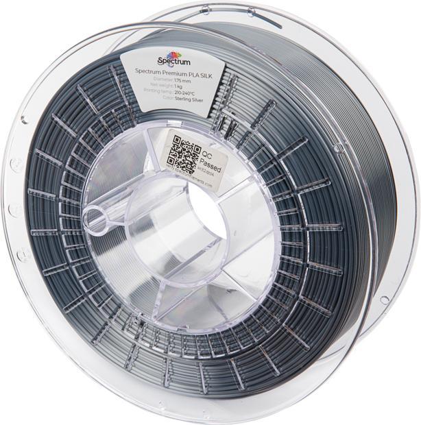 Actual product image Filament PLA SILK sterling silver 1.0kg 1.75mm (PLA, 1.75 mm, 1000 g, Silver)