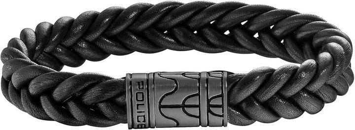 Police Crop Circle Armband (Edelstahl, Leder)