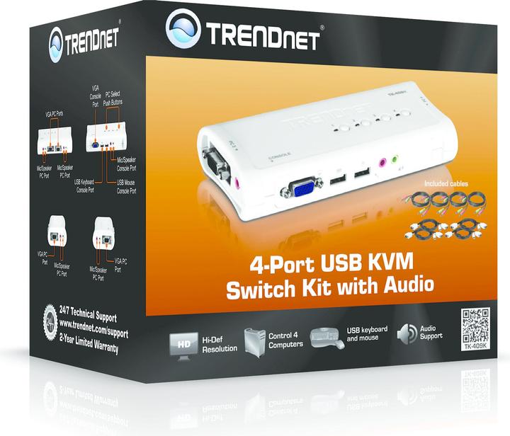 Immagine prodotto Trendnet Kit KVM TK-409K a 4 porte USB con audio