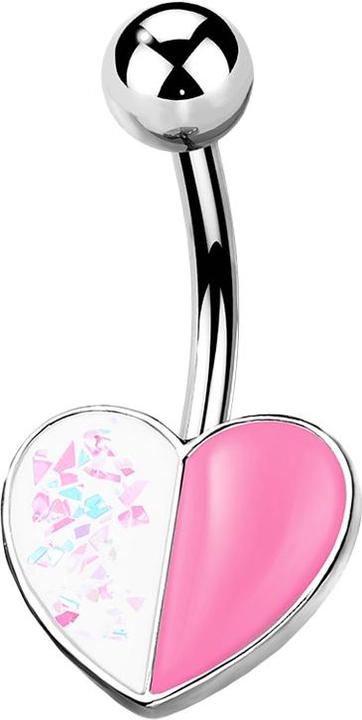 Star Piercing Banane silber Herz Opal Glitter und emaille pink (Chirurgenstahl 316L, Messing)