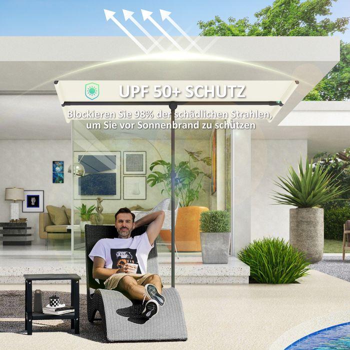 Produktbild Swisshandel24 Sonnenschirm 180 Grad drehbar Höhenverstellbar Alu 150x205cm Beige (2.05 m)