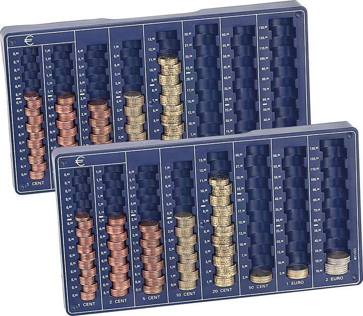 Produktbild Pearl 2er-Set Euro-Münzbretter für alle Euro- und Cent-Münzen (Münzzähler)