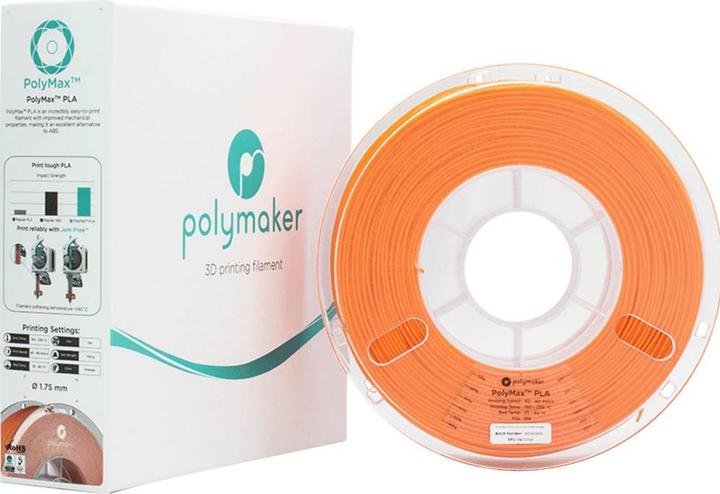 Image du produit Polymaker PA06018 PolyMAX Tough Filament Tough PLA haute rigidité, haute résistance à la traction (Bien que le PLA, 2.85 mm, 750 g, Orange)