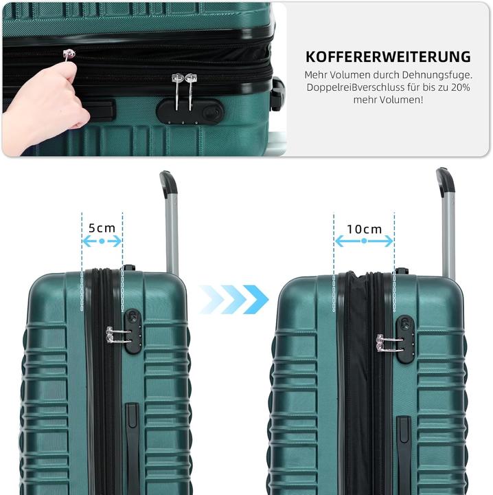 Produktbild Beibye 3-teiliges Hartschalenkofferset mit Zwillingsrollen (Handgepäck (bis 50l), M (50 - 90l), XL (ab 115l))