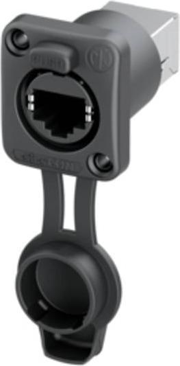Actual product image Neutrik etherCON TOP airtight panel mount socket NE8FDPS-TOP socket, installation black