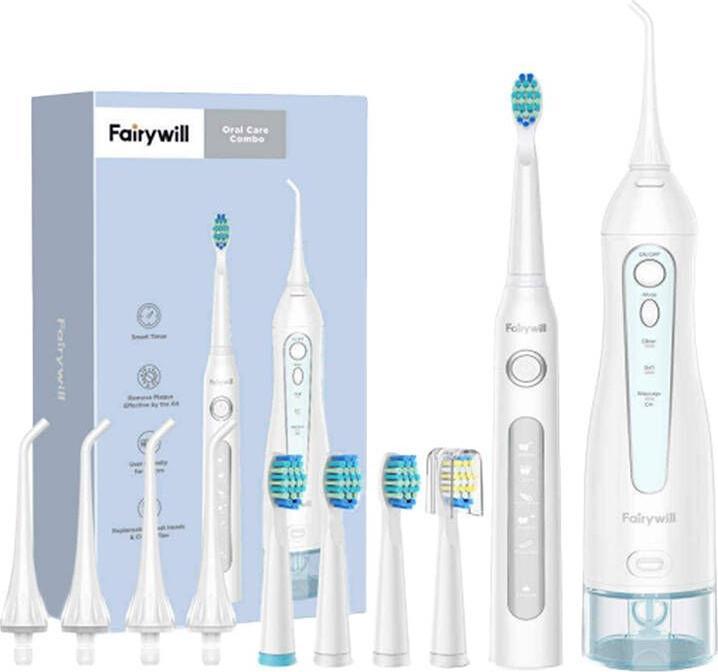 Image du produit Fairywill Brosse à dents sonique avec embout et fontaine à eau FW-507+FW-5020E (blanc) (Brosse à dents sonique)