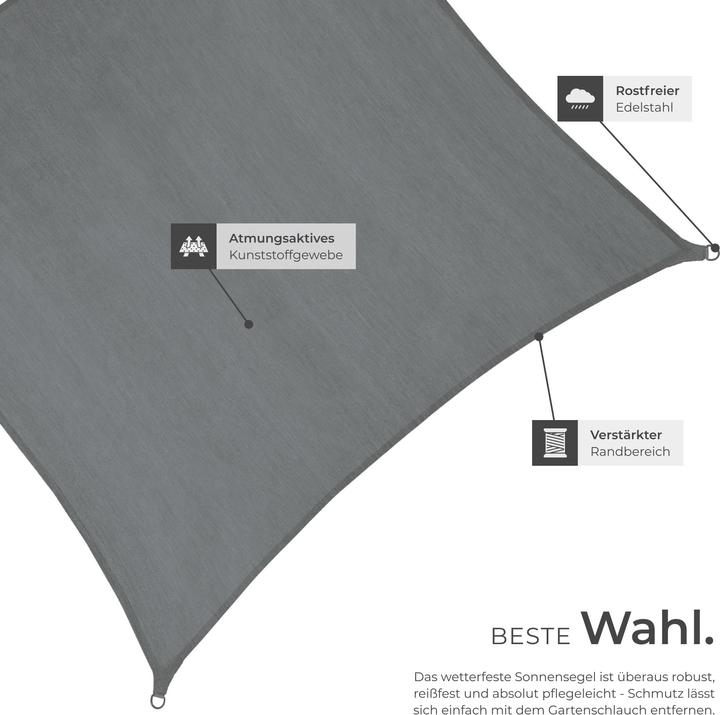 Image du produit tectake Voile d'ombrage carrée, variante 2 (400 x 400 cm)
