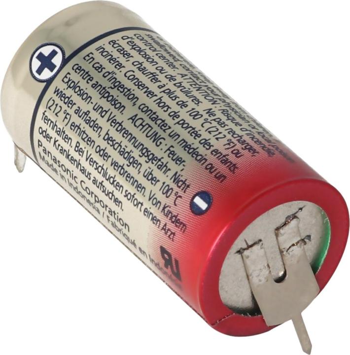 Actual product image Panasonic Battery CR123A with 3 print connection 2 print + 1 print - contacts (1 pcs., CR123A, 1600 mAh)