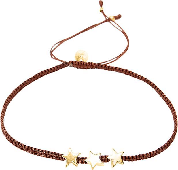 Leyda Armband Stern (21 cm, Silber 925, vergoldet 750 / 18 K Gold, Baumwole)