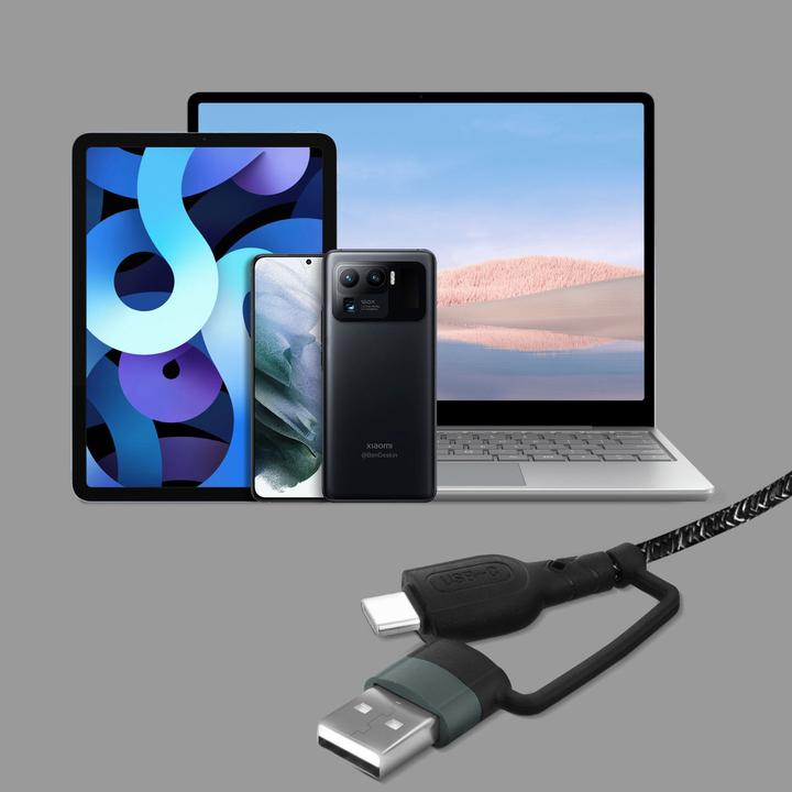 Image du produit 4smarts Câble de recharge USB USB-C -USB-A/C 1.5 m, monochrome, textile (1.50 m, USB 2.0, 60 W)