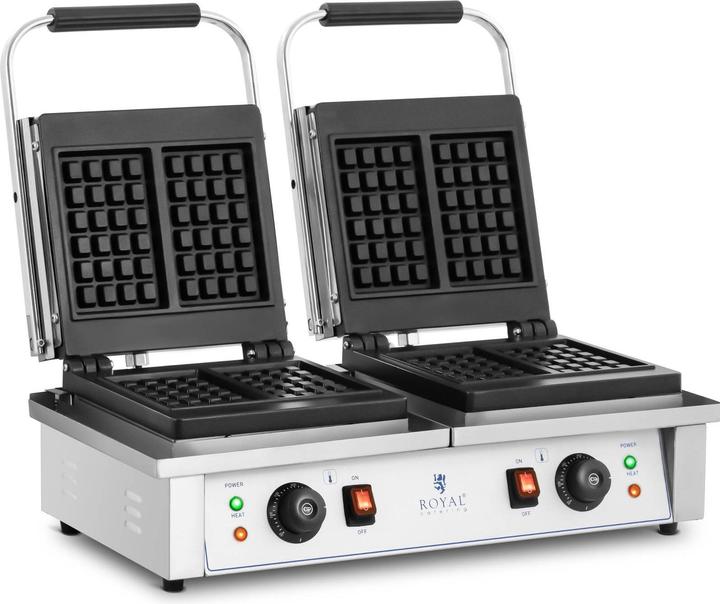 Royal Catering Doppel-Waffeleisen belgisches Waffeleisen Waffelmaschine rechteckig 2 x 2.000 W