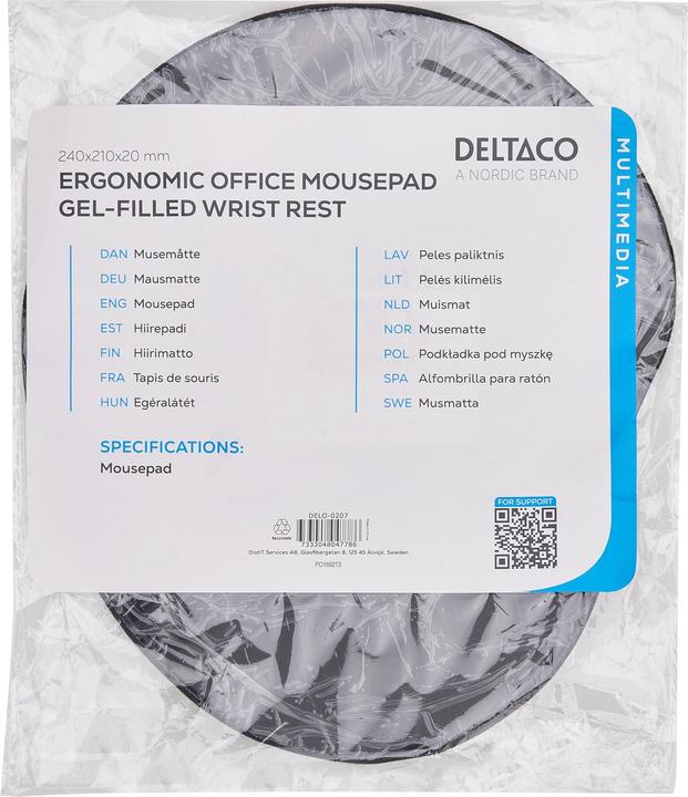 Actual product image Deltaco OFFICE musemåtte med håndledss (S)