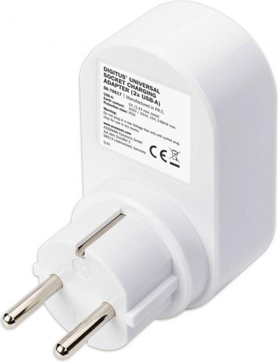Actual product image Digitus Universal socket adapter 2 x USB-A (2 x, 2-pole)