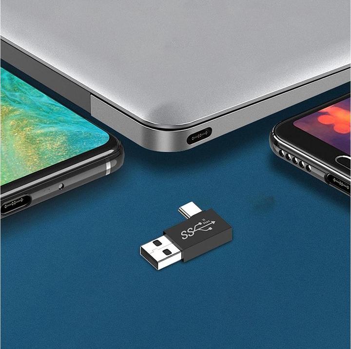 Produktbild PowerGuard USB-A zu USB-C 90 Grad Winkel rechts Adapter