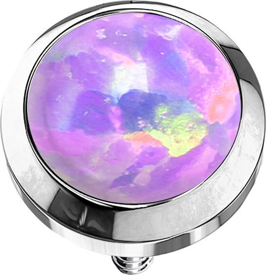 Star Piercing Dermal Anchor silber mit Opal violett (ohne Messing, Chirurgenstahl 316L)