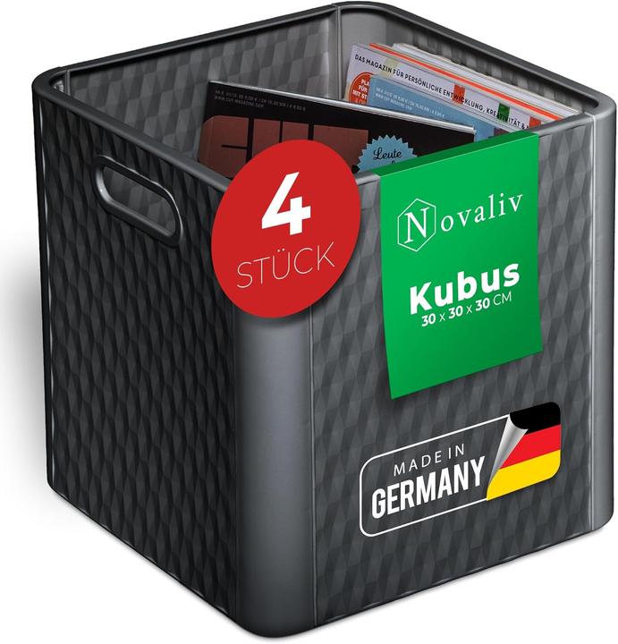 Produktbild Novaliv 4X Box 30x30x30 cm Kunststoff Boxen für Kallax Regal Körbe 30x30 Aufbewahrungsbox als Schran (30 x 30 x 30 cm, 25 l)