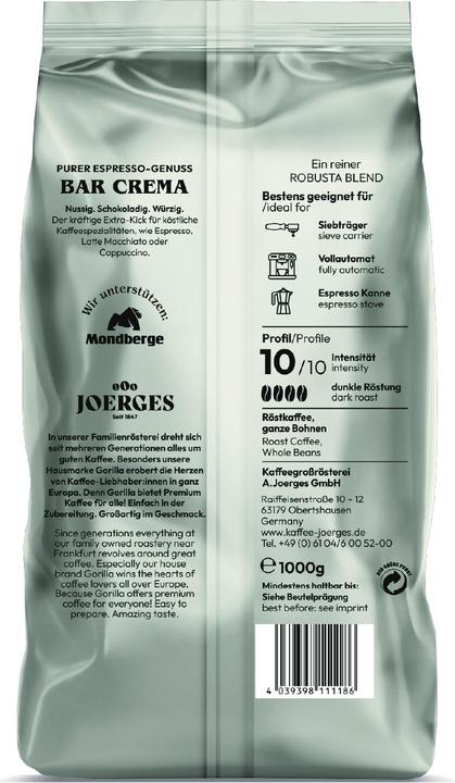 Produktbild Gorilla Kaffee Bar Crema (1000 g, Mittlere Röstung)