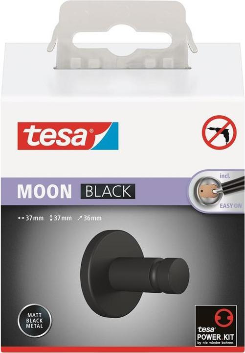 Actual product image tesa MOON BLACK Towel hook incl. adhesive solution without drilling