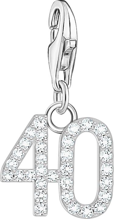 Thomas Sabo Charm-Anhänger Zahl 40 mit weissen Steinen Silber (925er Silber)