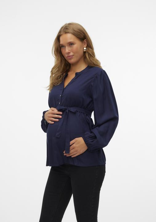 Image du produit Mamalicious Coupe normale Col mandarin Poignets avec bouton Manches ballon Top Blouse (S)