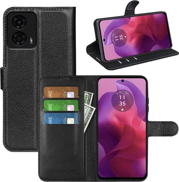 Actual product image MU Classic Litchi Leather Bookcover Series (Motorola Moto G04, Motorola Moto G24, Motorola Moto E14)