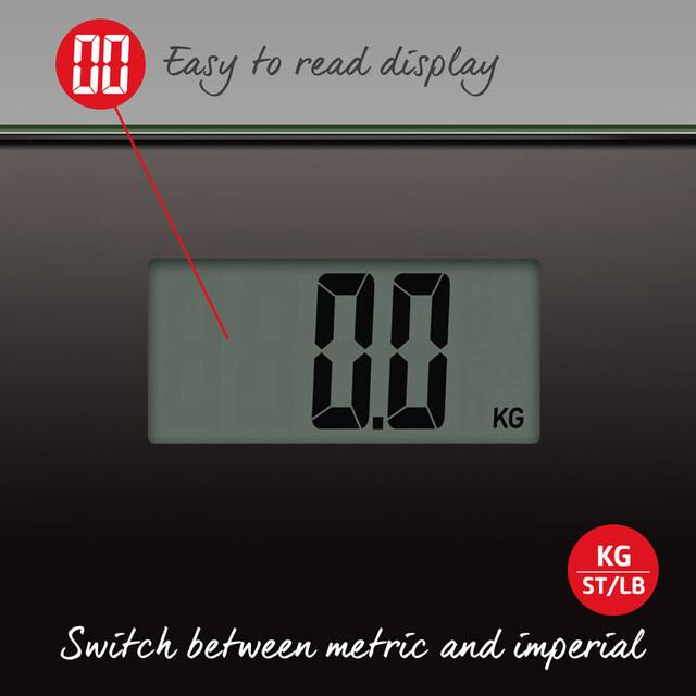 Actual product image Salter 9205 BK3RCEU16 Large Display Glass Electric Scale Black (180 kg)