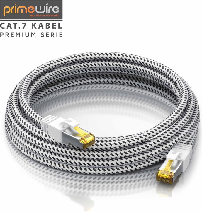 Produktbild Primewire CAT.7 Netzwerkkabel Baumwollmantel, Gigabit Ethernet CAT 7 LAN Kabel, 10000 Mbit/s Patchkabel (S/FTP, CAT7, 5 m)