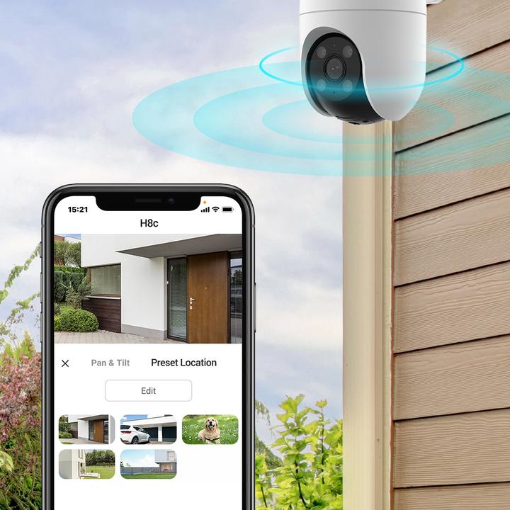 Produktbild EZVIZ Drahtlose Wi-Fi-Kamera H8C, 1080p, DOME PT, F4 mm, gesteuert, IP65 (1920 x 1080 Pixels)