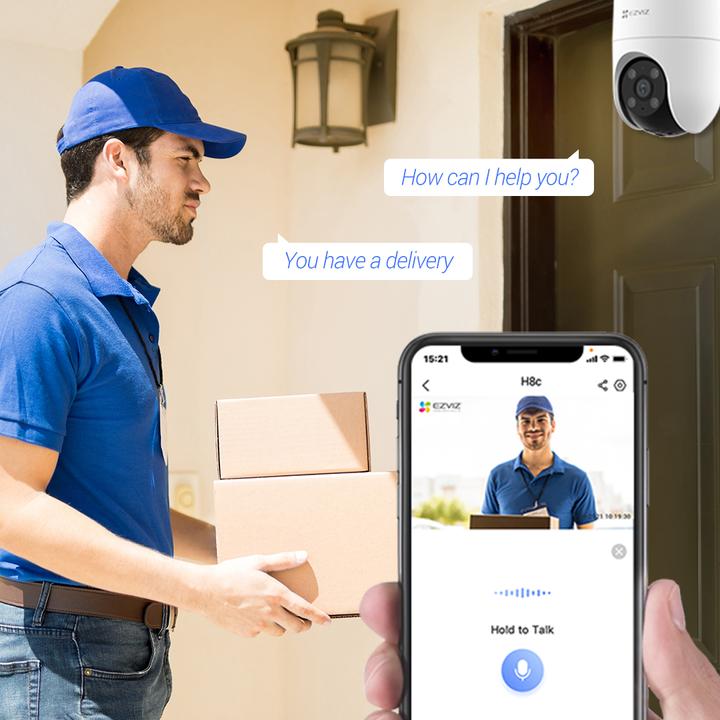 Produktbild EZVIZ Drahtlose Wi-Fi-Kamera H8C, 1080p, DOME PT, F4 mm, gesteuert, IP65 (1920 x 1080 Pixels)