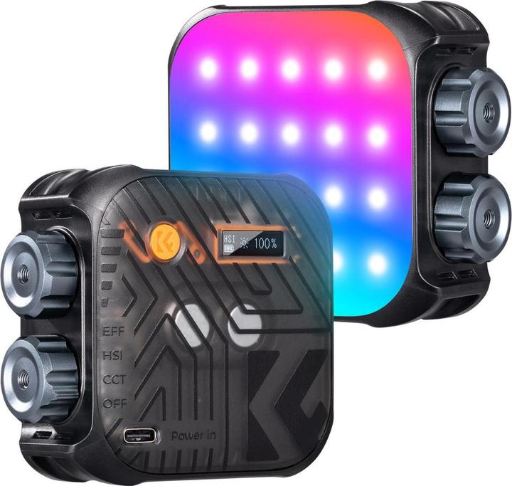 Produktbild K&F Concept RGB LED Video Light, Built-in 2000mA battery (Black) (Videoleuchte)
