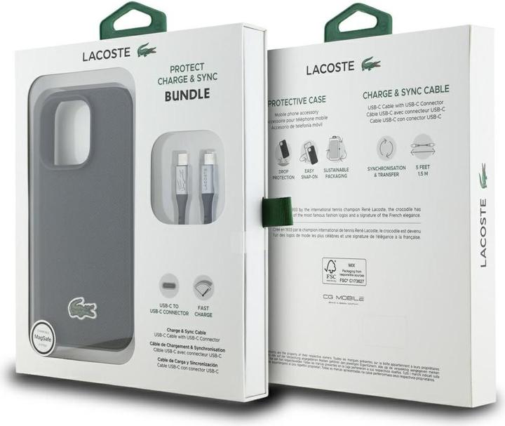 Produktbild Lacoste Set 2in1 Case + Cable USB-C Iconic Petit Pique Woven MagSafe for iPhone 16 Pro Max black (Apple iPhone 16 Pro Max)