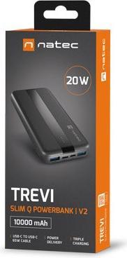 Immagine prodotto Genesis NATEC POWERBANK TREVI SLIM Q V2 10000MAH PD USB-C 20W + USB-A 18W + KABEL USB-C (10000 mAh)