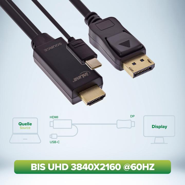 Immagine prodotto InLine Cavo convertitore da HDMI a DisplayPort, 4K/60Hz, nero, 1m (1 m)