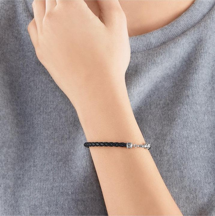 Immagine prodotto Thomas Sabo Bracciale in pelle nera (19 cm, Cuoio, Argento 925)