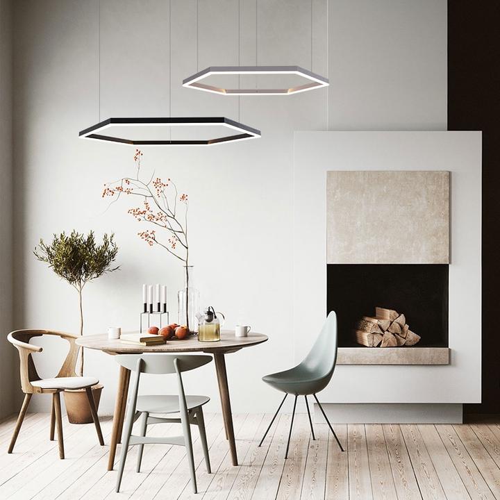 Produktbild s.luce Hexa eckige LED-Pendelleuchte Esstisch Direkt oder Indirekt (3100 lm)