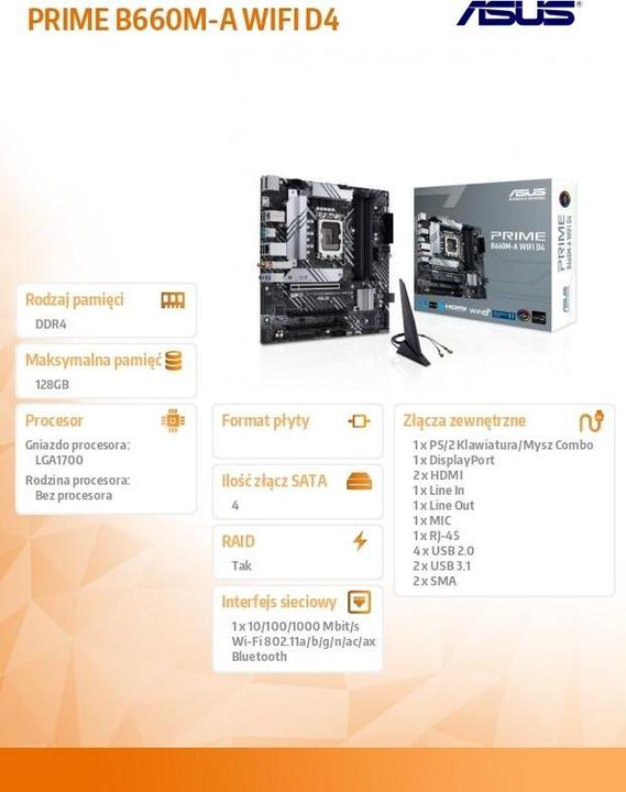 Produktbild ASUS PRIME B660M-A D4 (LGA 1700, Intel B660, mATX)