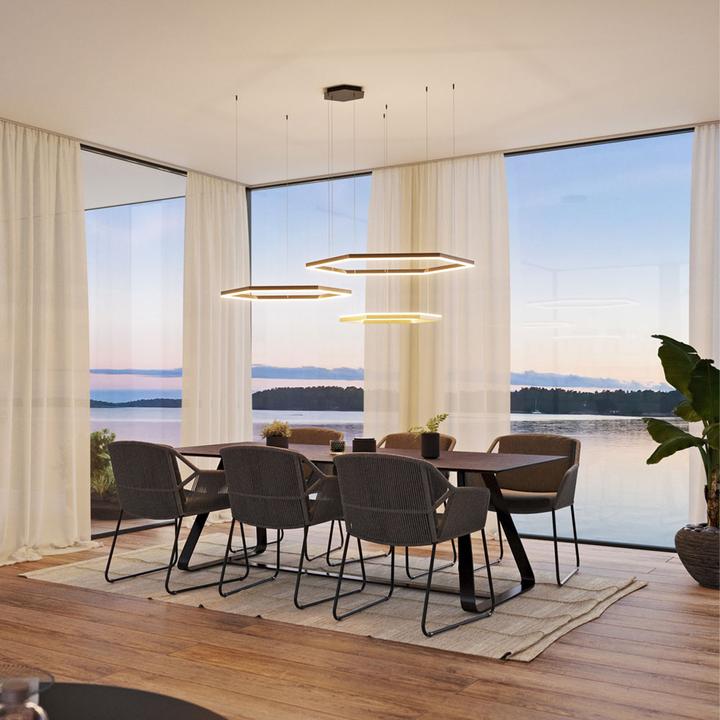 Produktbild s.luce Hexa eckige LED-Pendelleuchte Esstisch Direkt oder Indirekt (3100 lm)