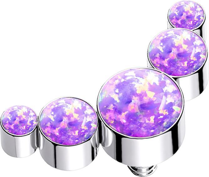 Star Piercing Dermal Anchor silber fünf Opale violett (Chirurgenstahl 316L)