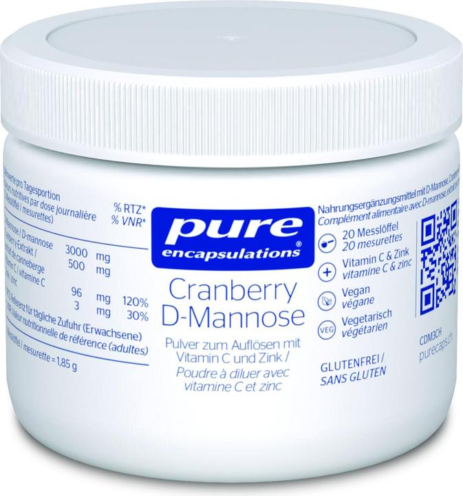 Nutritional values and ingredients Pure encapsulations Cranberry D-Mannose (1 Piece, Powder, 37 g)