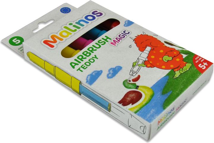 Produktbild Malinos Airbrush Stifte Magic Teddy 5Farben+Schablone 5+ (Mehrfarbig, 5 x)