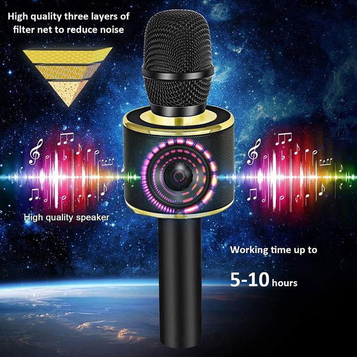 Immagine prodotto Bonaok Microfono per karaoke, Q37-Oro nero